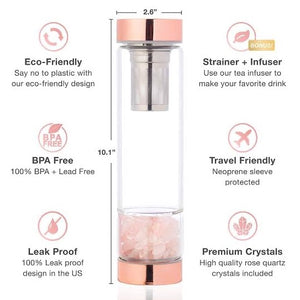 Crystal Infused Glass Bottle with Tea Infuser